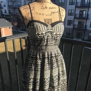 Cream & Black Tribal Print Sundress